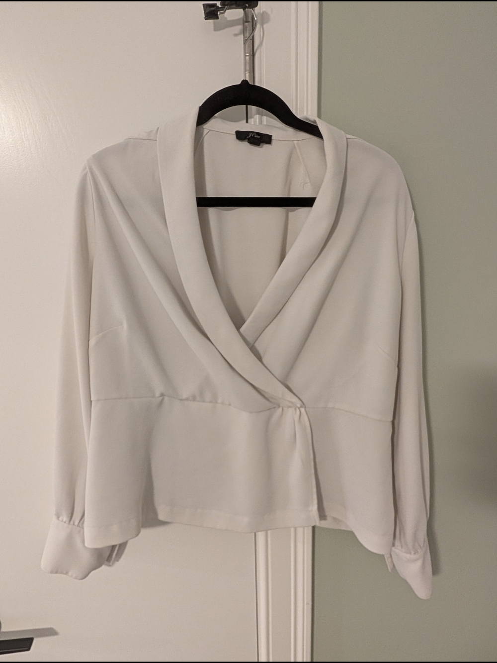 J. Crew Cream Draped Wrap Blouse